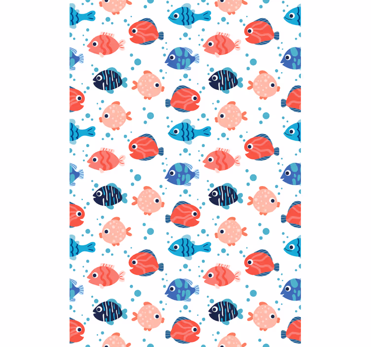 Papel de parede infantil peixes rosa e azuis - TenStickers
