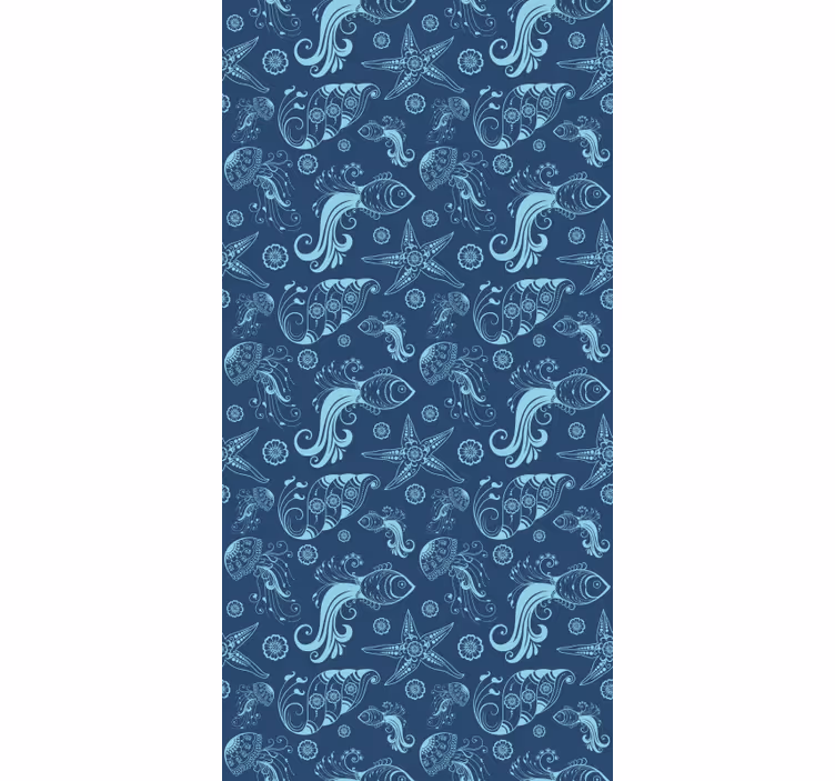 Papel de parede infantil com padrão de fauna marinha - TenStickers