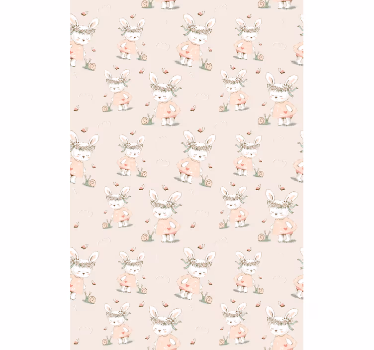 Papel de parede infantil com personagens de coelhinhos fofos - TenStickers