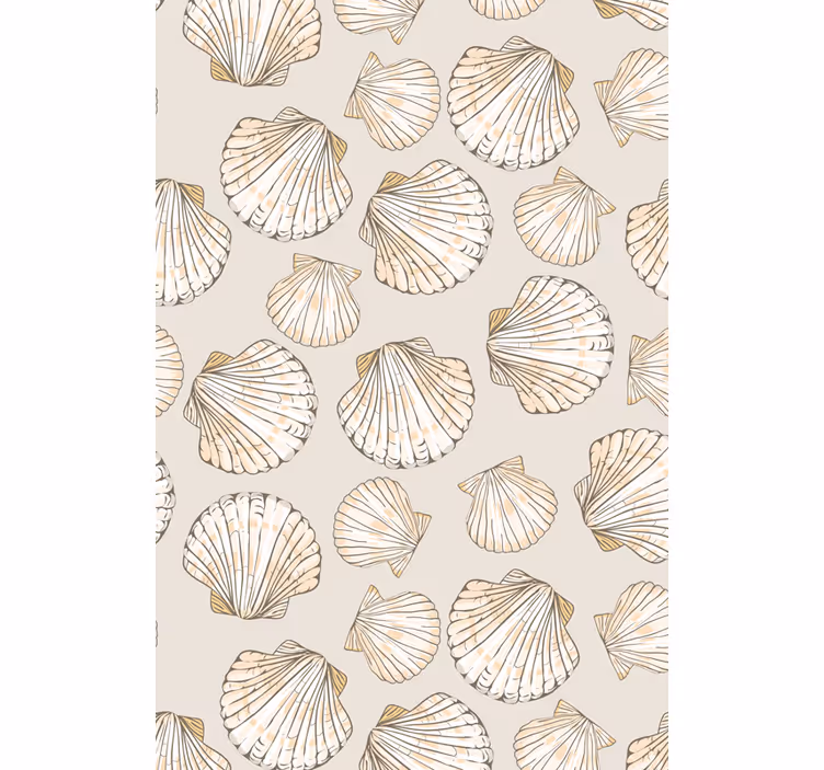 Papel de parede para sala com padrão de conchas - TenStickers
