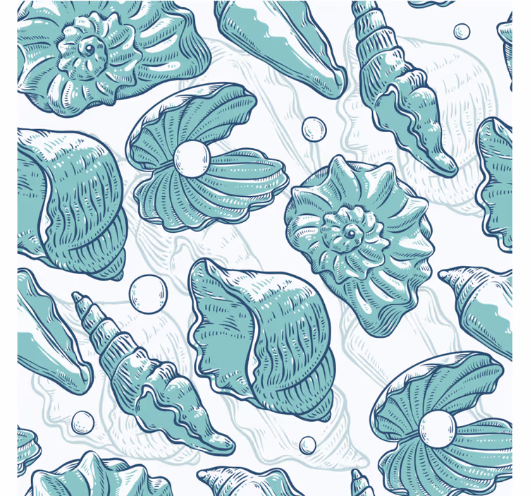 Papel de parede vintage com esboços de vida marinha - TenStickers