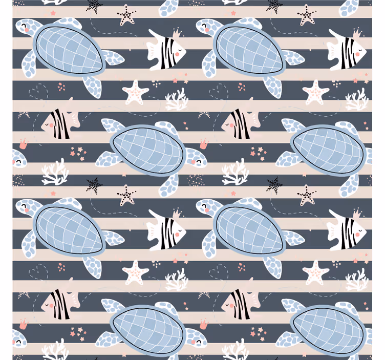 Papel de parede vintage com design de tartaruga - TenStickers