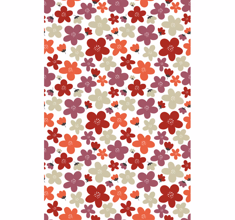 Papel de parede escritório flores abstratas vermelhas - TenStickers