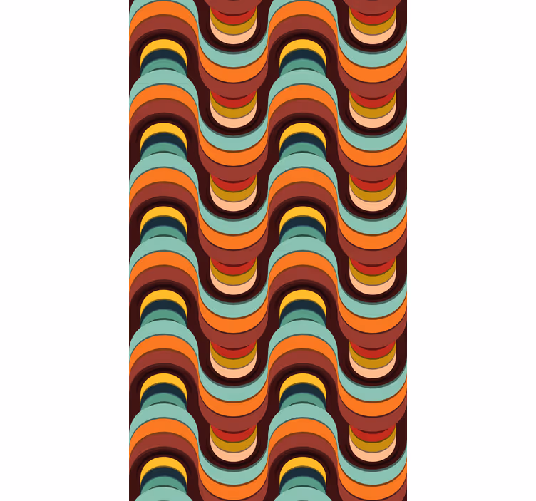 Papel de parede moderno com padrão retrô colorido - TenStickers