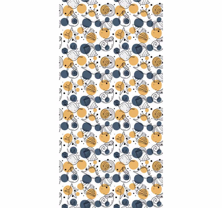 Papel de parede moderno padrão com conchas - TenStickers