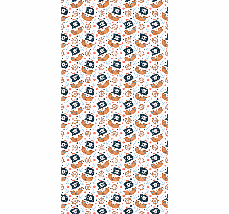 Papel de parede moderno padrão de navios piratas fofos - TenStickers