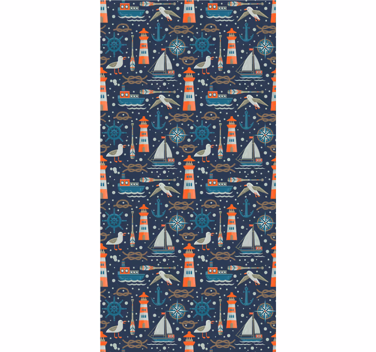 Papel de parede moderno com bonito padrão marinho - TenStickers