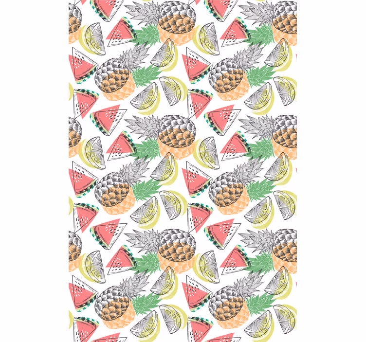 Papel de parede moderno padrão colorido de frutas de verão - TenStickers