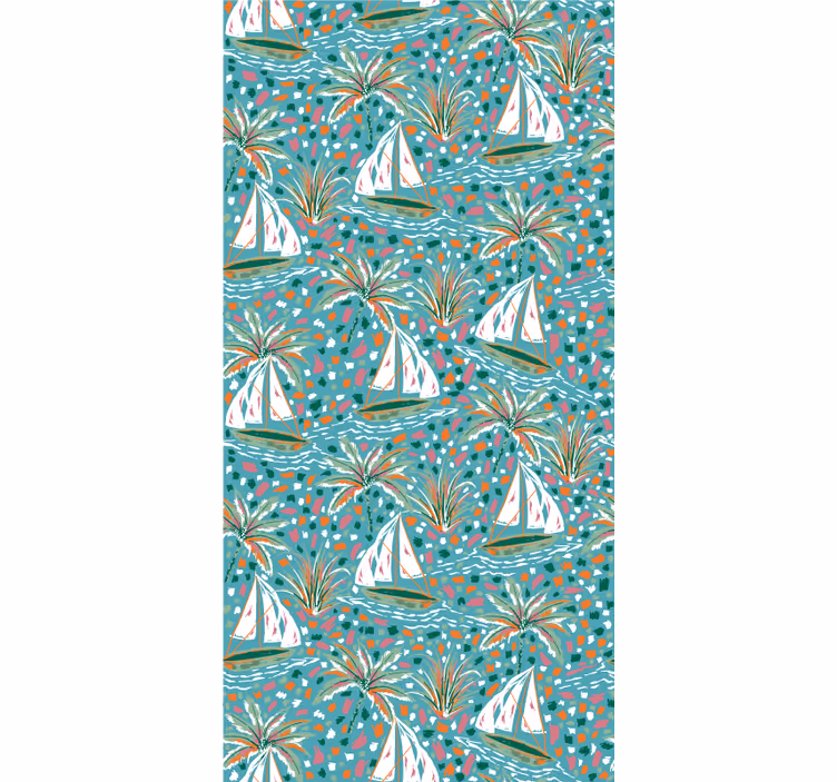 Papel de parede moderno padrão de navios aquarelados - TenStickers