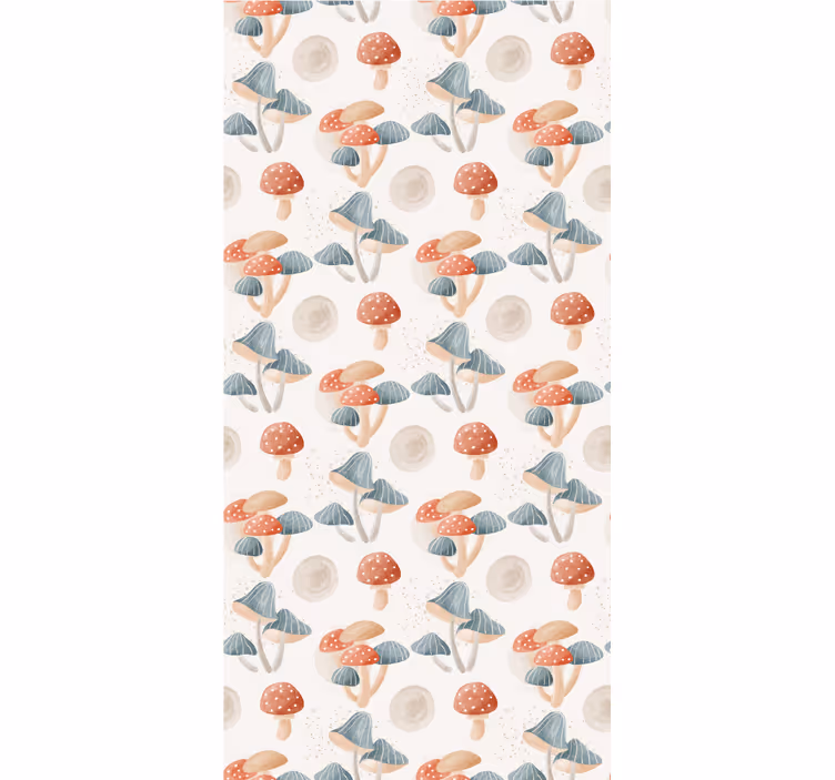 Papel de parede moderno padrão de cogumelos aquarelados - TenStickers