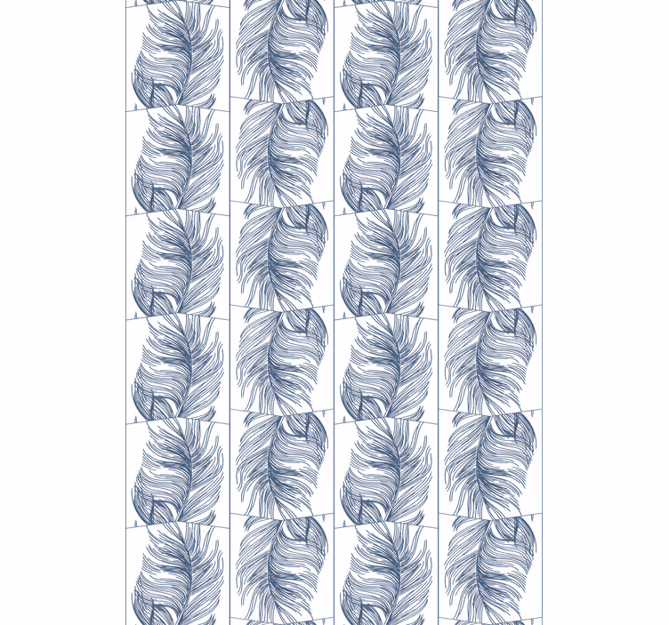 Papel de parede moderno estilo hampton penas azuis - TenStickers