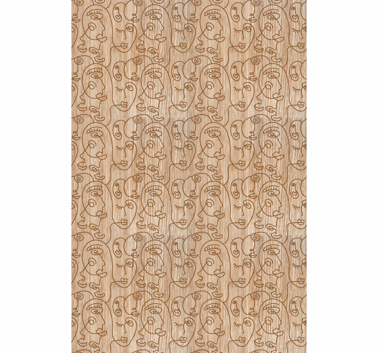 Papel de parede moderno com padrões de rostos abstratos - TenStickers