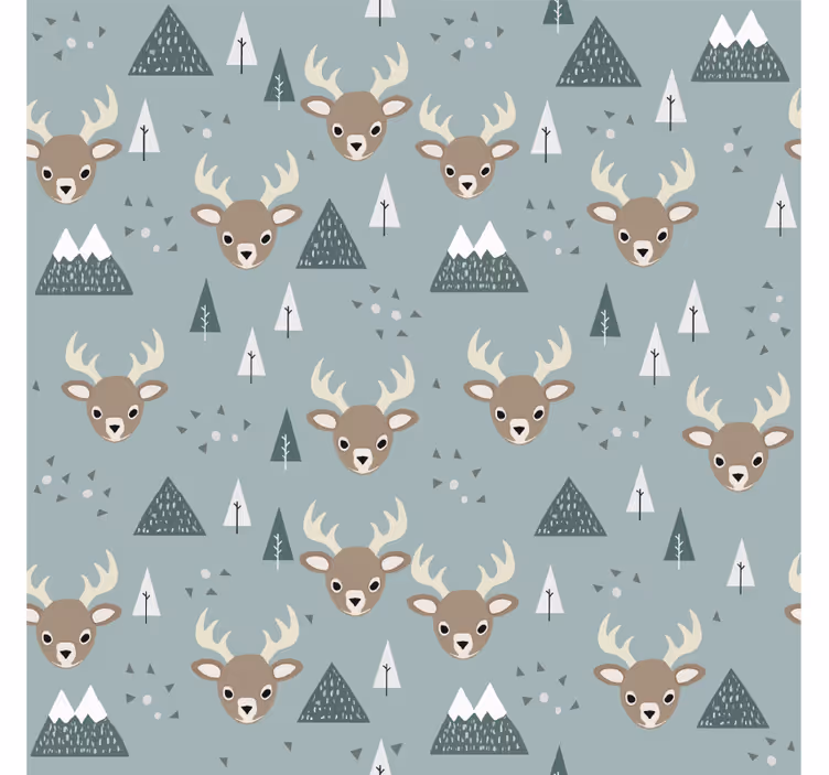 Papel de parede infantil com design nórdico de cervo - TenStickers