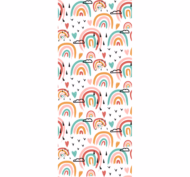Papel de parede infantil com motivo de arco-íris vibrante - TenStickers