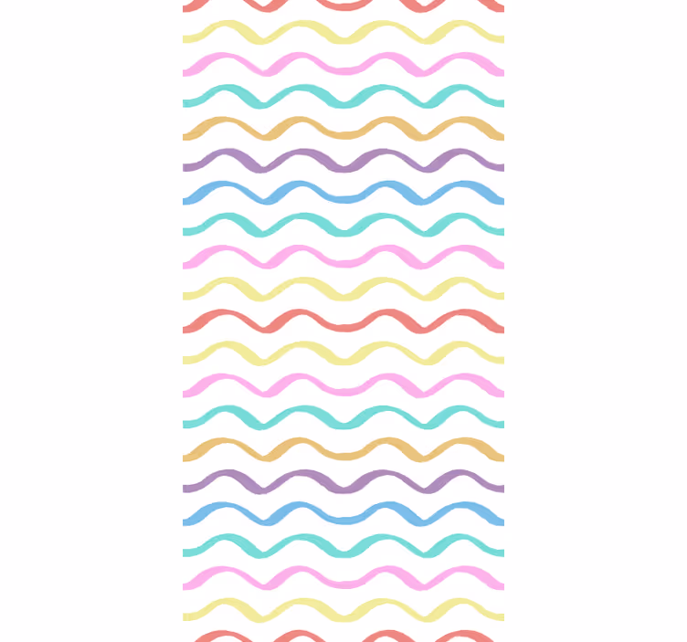 Papel de parede infantil linhas onduladas coloridas - TenStickers