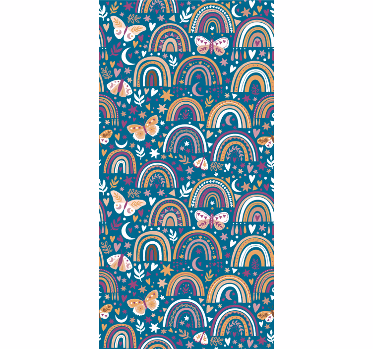 Papel de parede infantil arco-íris e borboletas coloridas - TenStickers