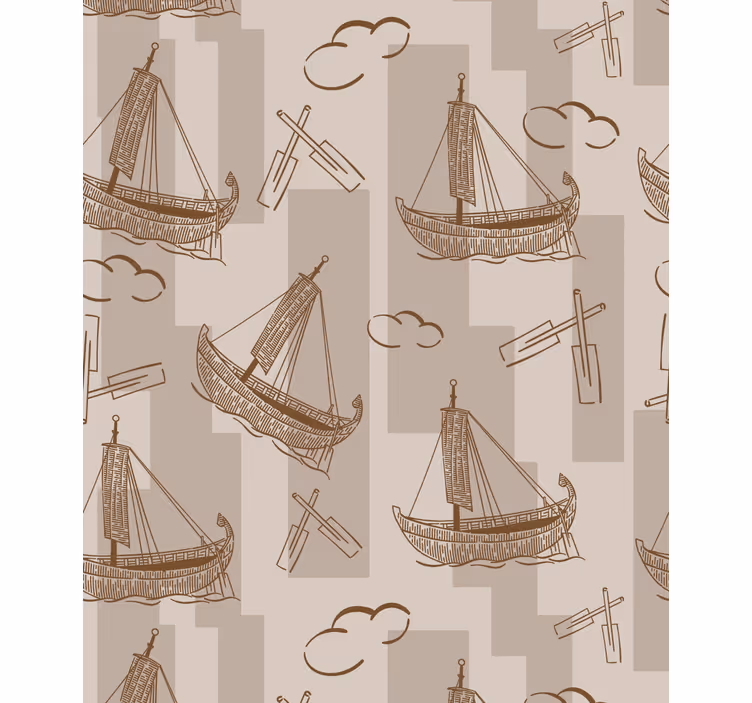 Papel de parede infantil com padrão de barcos à vela - TenStickers