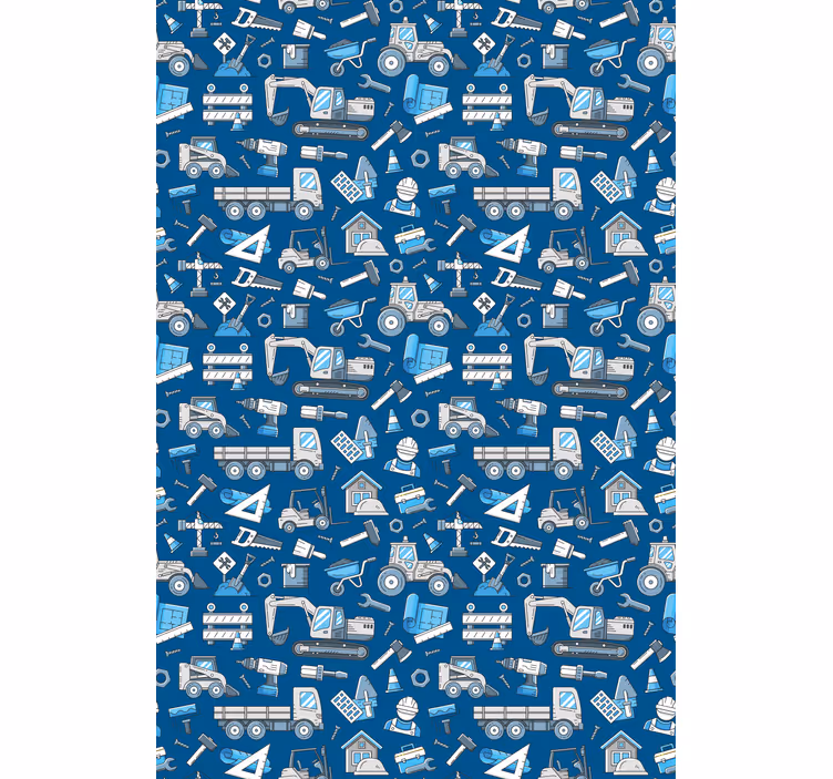 Papel de parede infantil com equipamentos de construção - TenStickers