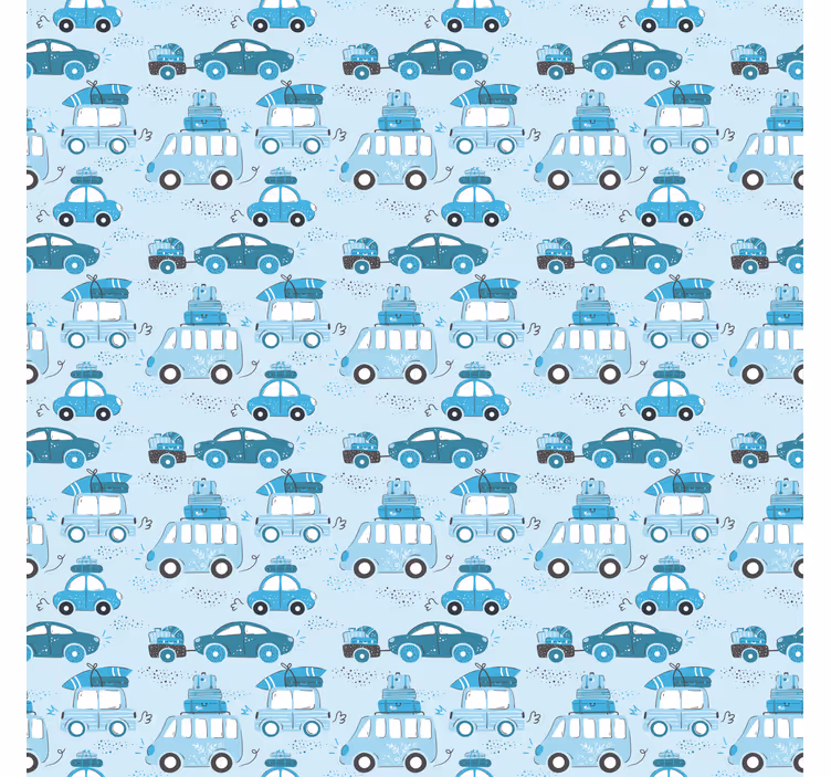 Papel de parede infantil padrão de carros azuis - TenStickers