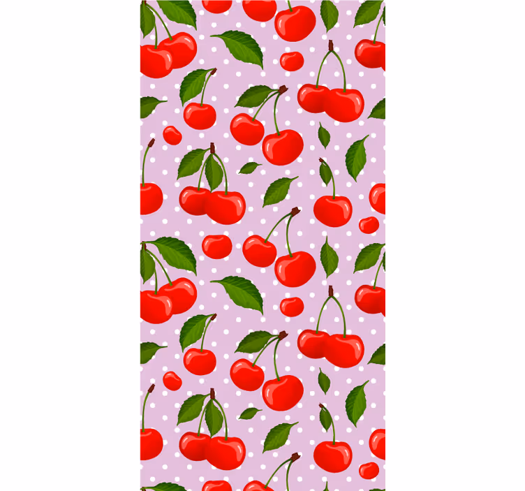 Papel de parede para sala de jantar cerejas e folhas - TenStickers