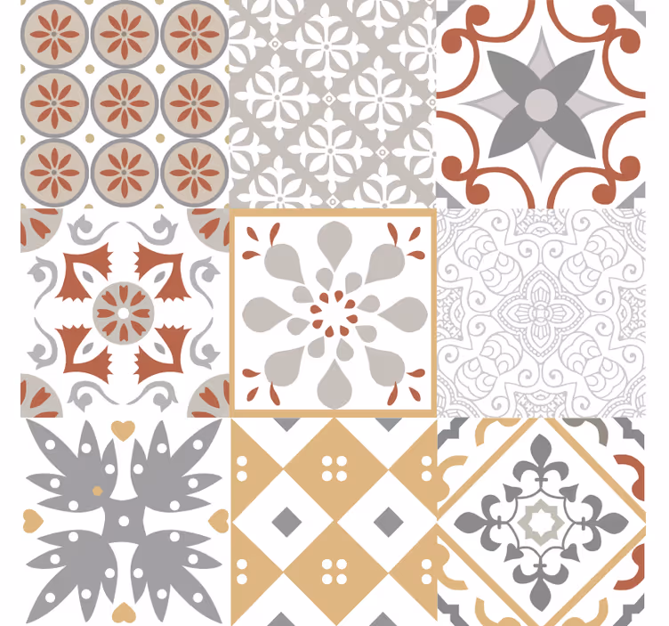 Papel de parede para cozinha mosaico laranja - TenStickers