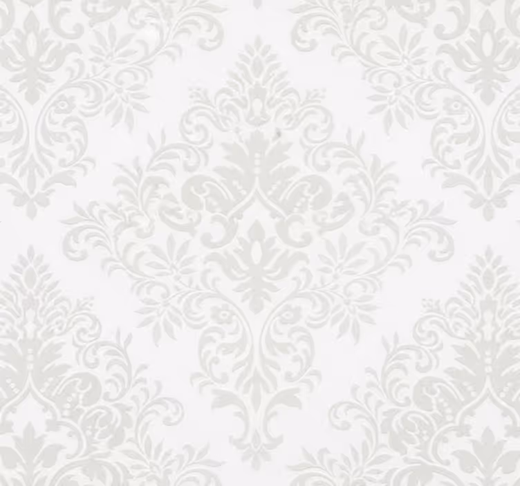 Papel de parede para sala damasco branco clássico - TenStickers