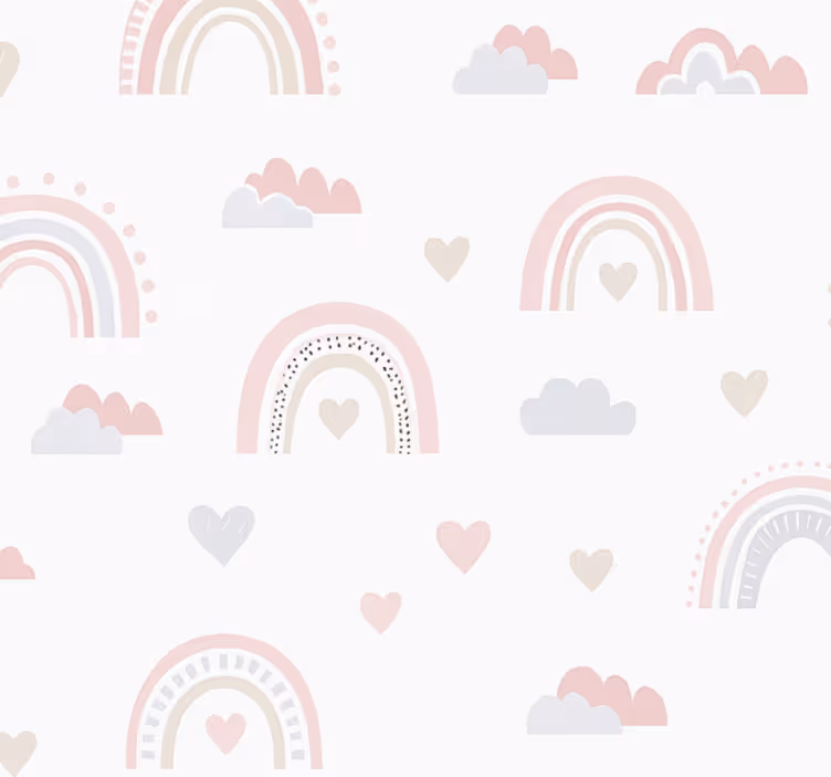 Papel de parede infantil design arco-íris rosa - TenStickers