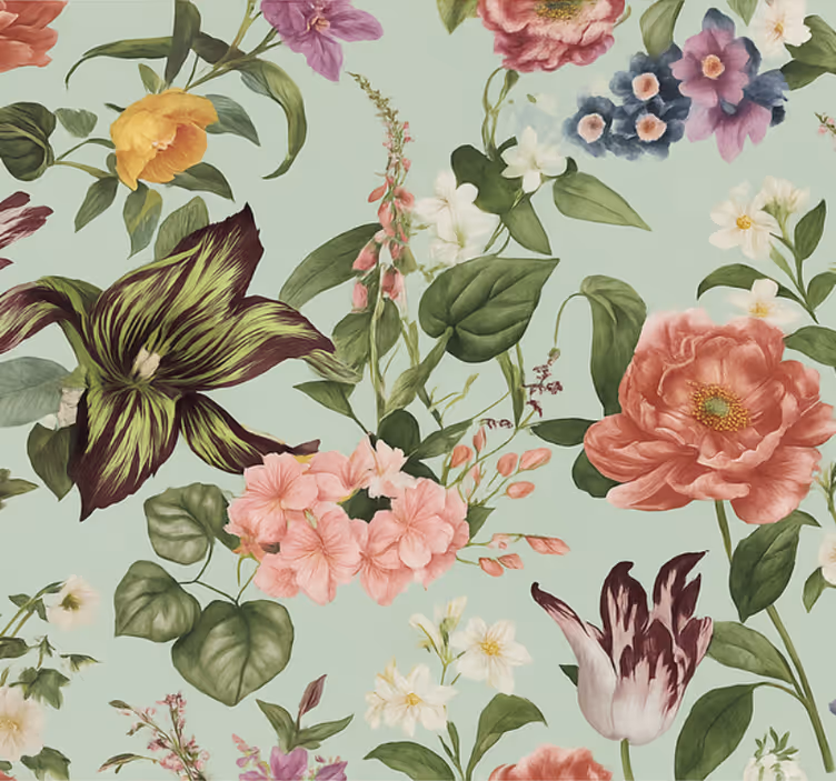 Papel de parede quarto de casal flores coloridas primavera - TenStickers