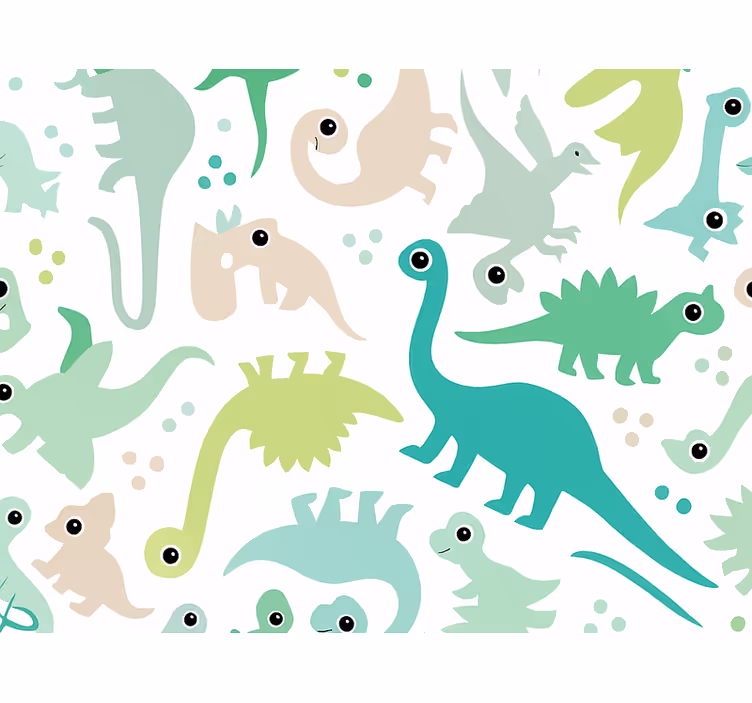 Papel de parede infantil dinossauro colorido simples - TenStickers