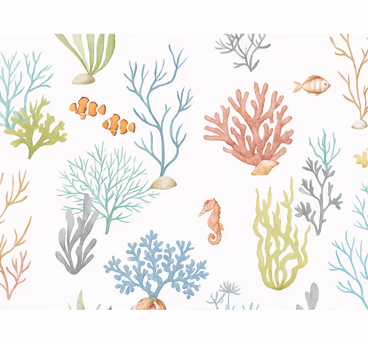 Papel de parede infantil coral subaquático - TenStickers