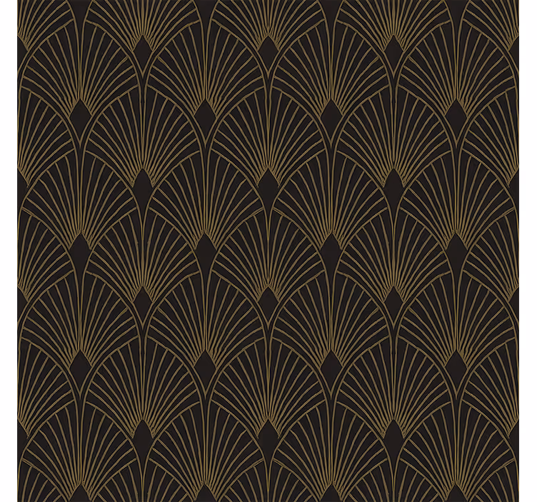 Papel de parede geométrico leque deco dourado - TenStickers