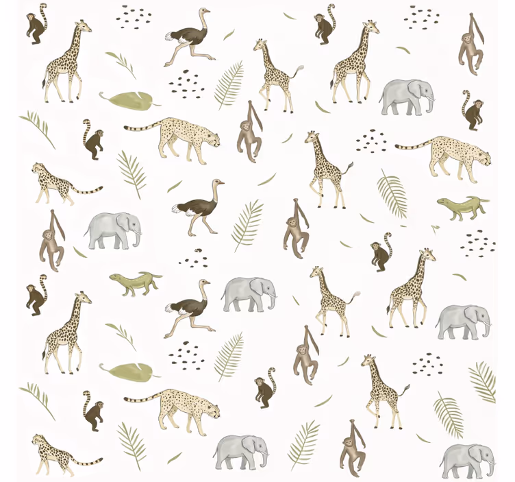 Papel de parede infantil animais da savana - TenStickers
