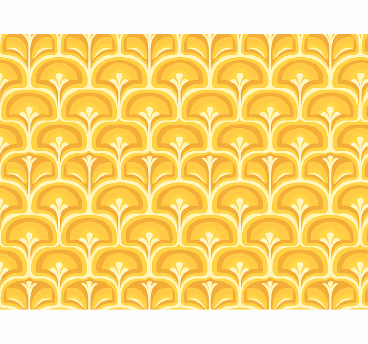 Papel de parede para sala figuras amarelas retrô 70s - TenStickers