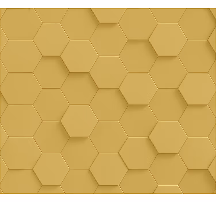 Papel de parede infantil favo de mel dourado realista - TenStickers