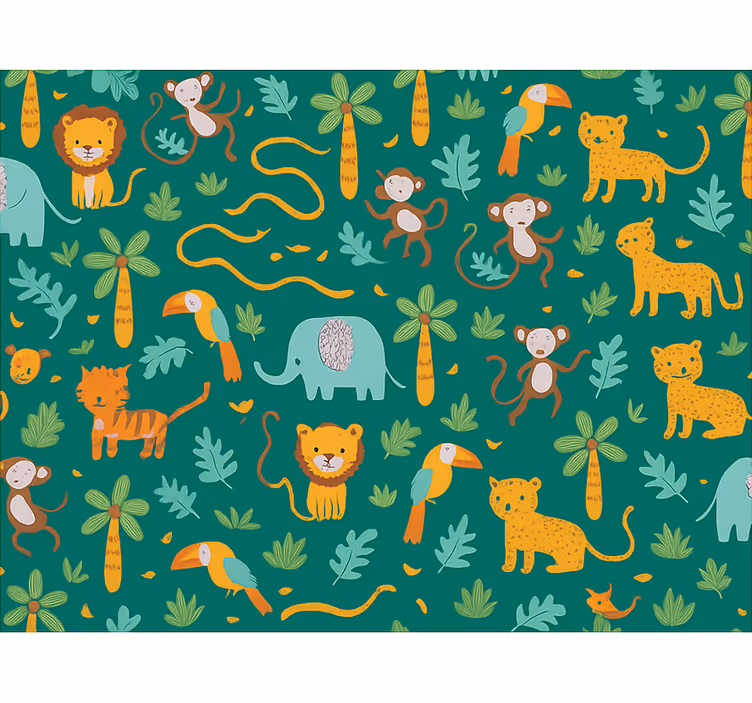 Papel de parede infantil design simples de selva fofo - TenStickers