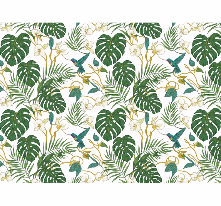 Papel de parede folhas jardim botânico esmeralda - TenStickers
