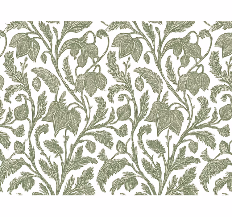 Papel de parede flores palmeiras exóticas verde lamacento - TenStickers