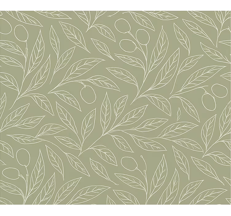 Papel de parede folhas ramos de oliveira verde musgo - TenStickers