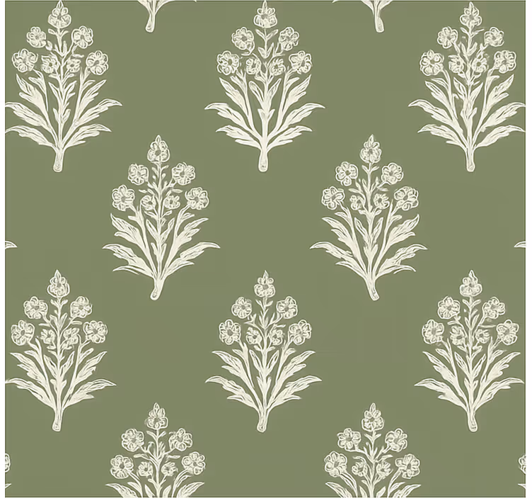 Papel de parede flores estampa floral verde lamacento - TenStickers