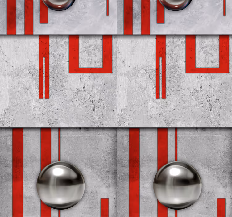 papel parede Linhas vermelhas e botões brancos - TenStickers