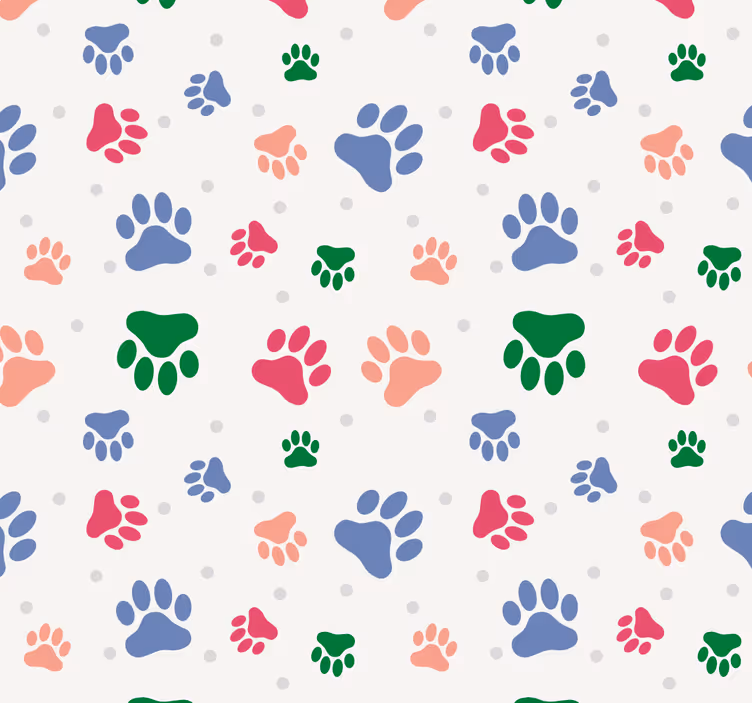 Papel de parede cães decoração de padrão de pata - TenStickers