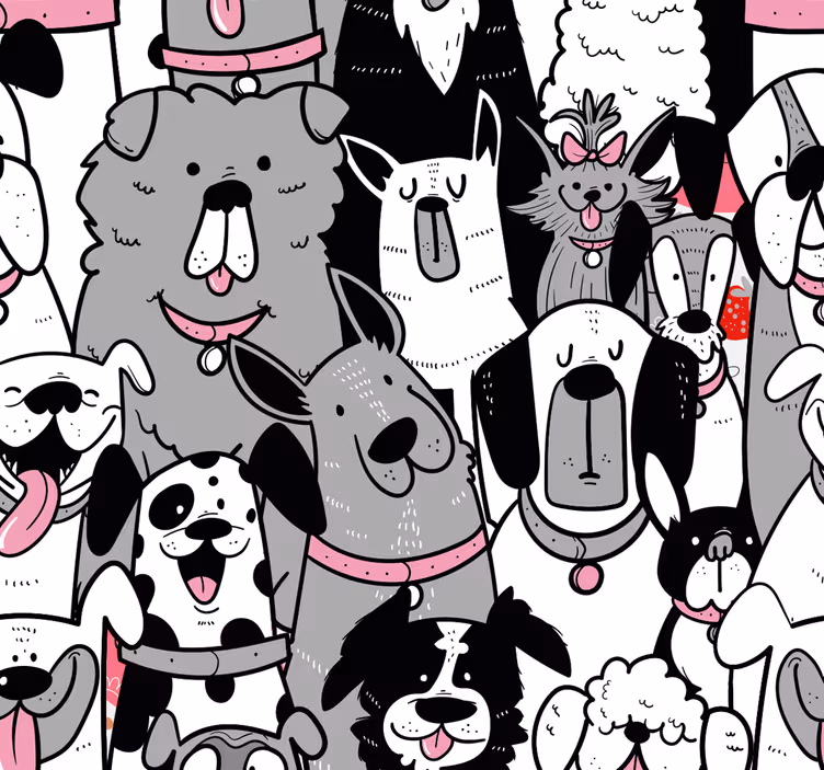 Papel de parede infantil cães felizes - TenStickers