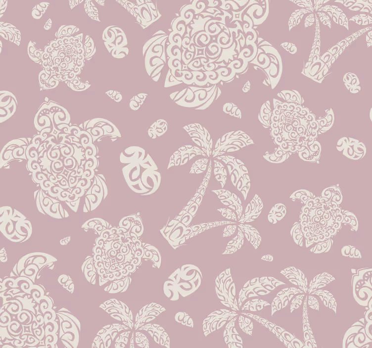Papel de parede Tartaruga e palmeira havaianas - TenStickers