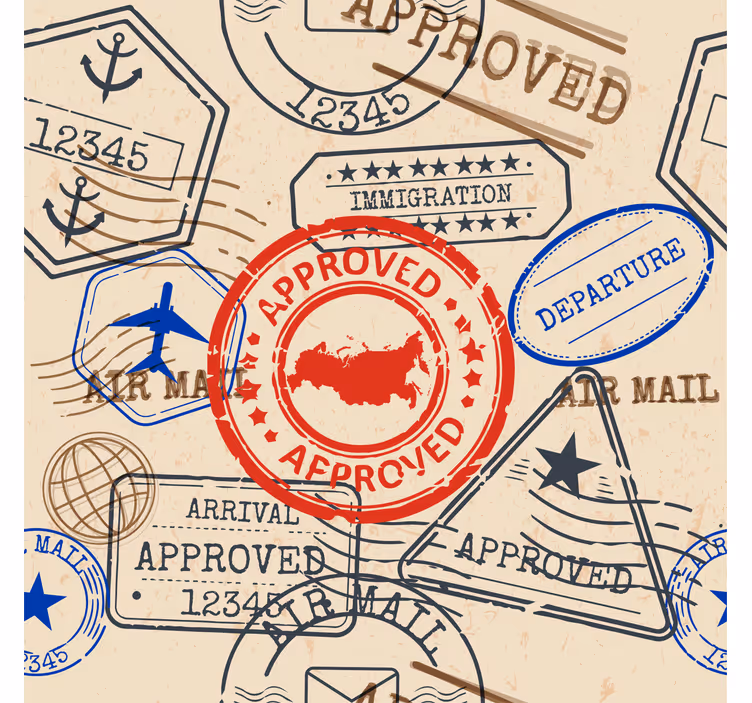 papel de parede moderno Selos de viagem - TenStickers