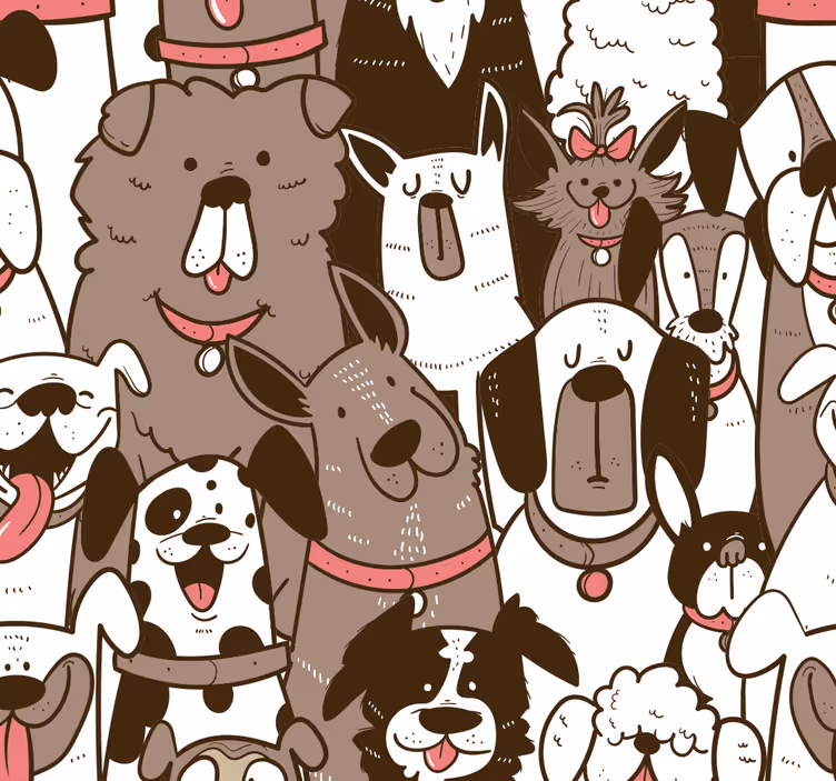 Papel de parede cães rostos felizes - TenStickers