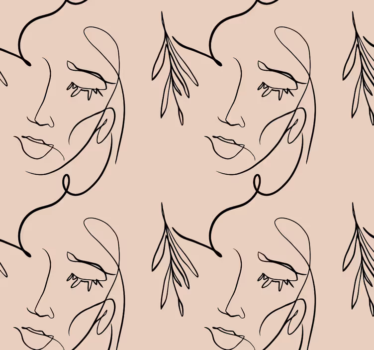 papel de parede artistíco Faces de uma linha - TenStickers