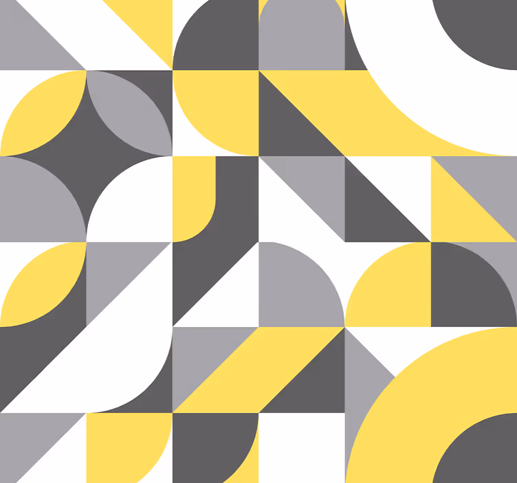 papel de parede abstracto Cinza geométrico e amarelo - TenStickers