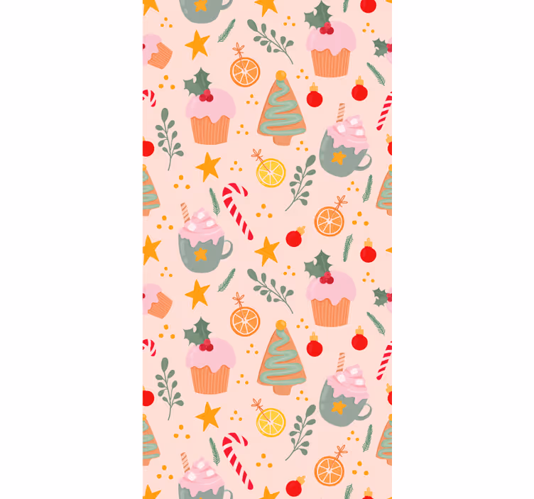 Papel de parede de natal com bastões e árvores de doces - TenStickers
