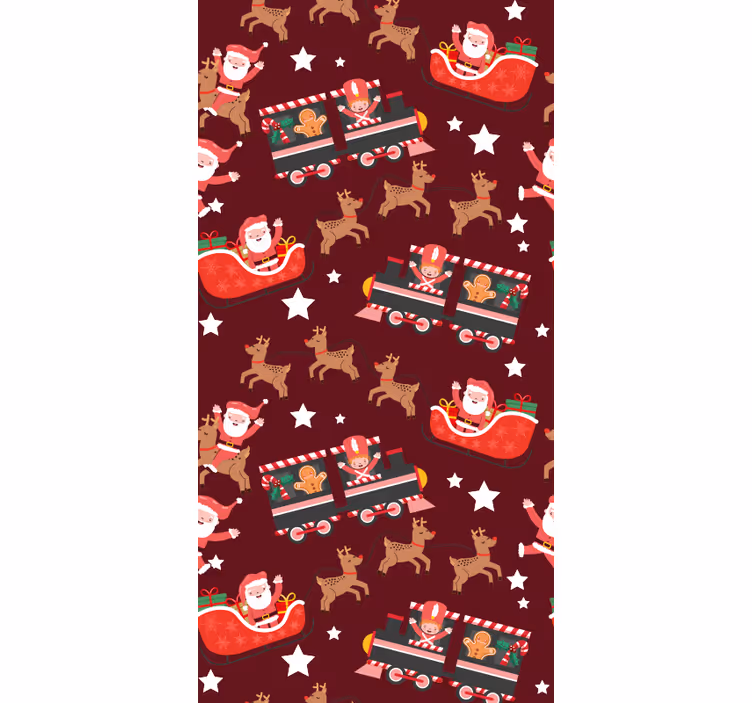 Papel de parede Natal trenó festivo do papai noel - TenStickers