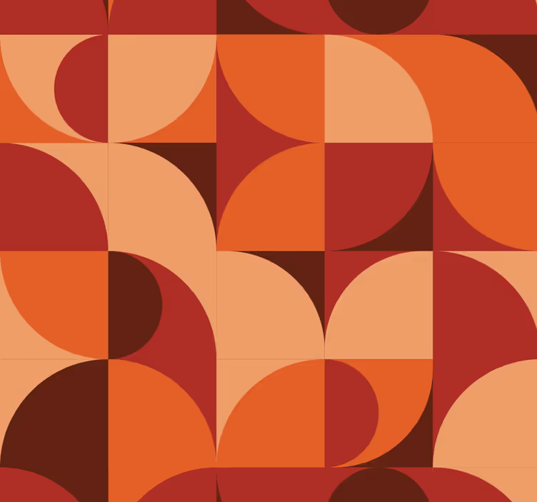 papel de parede abstracto Estampa retro vermelha - TenStickers